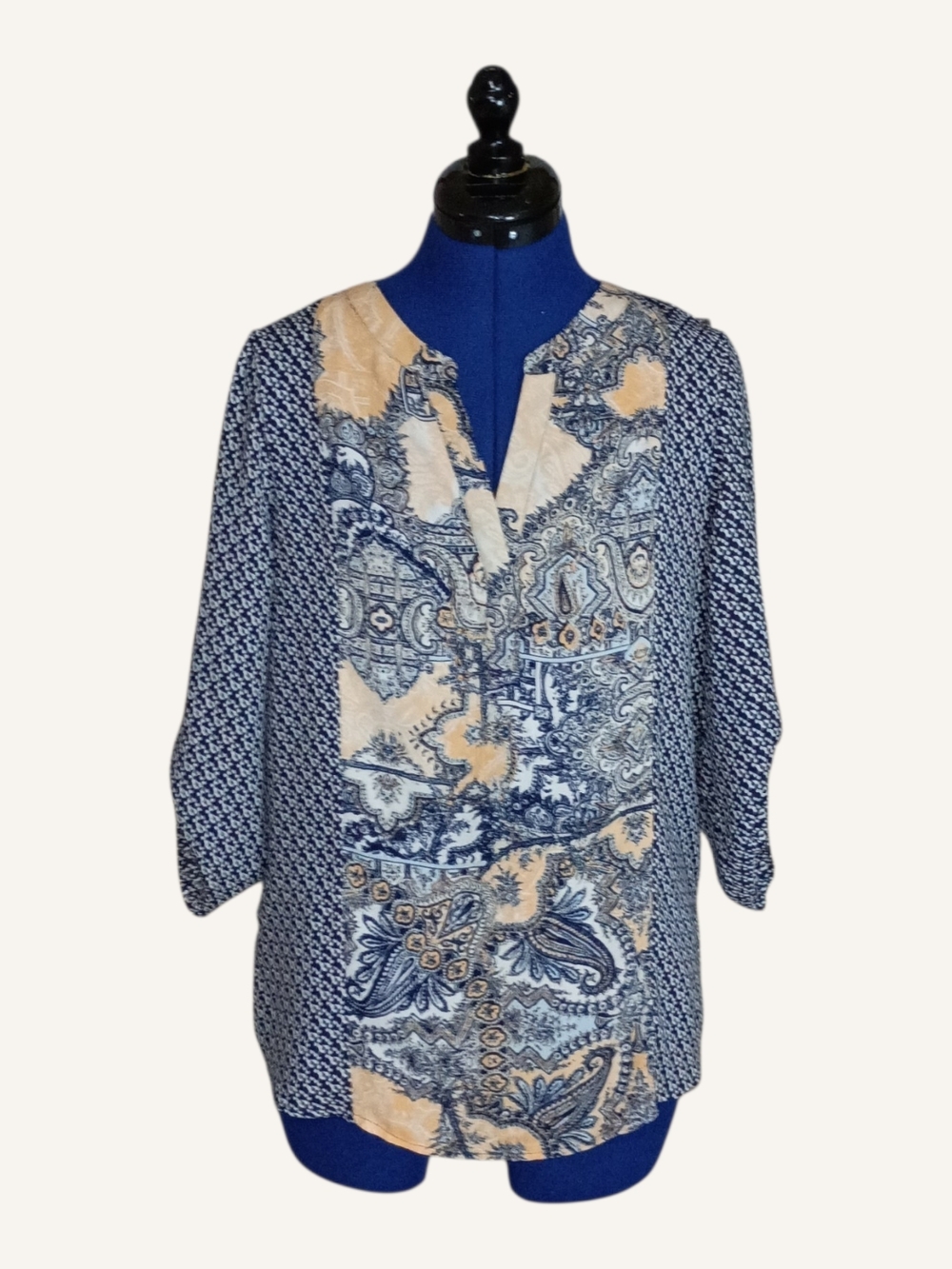 Chico's Navy & Cream Paisley Panel Tunic